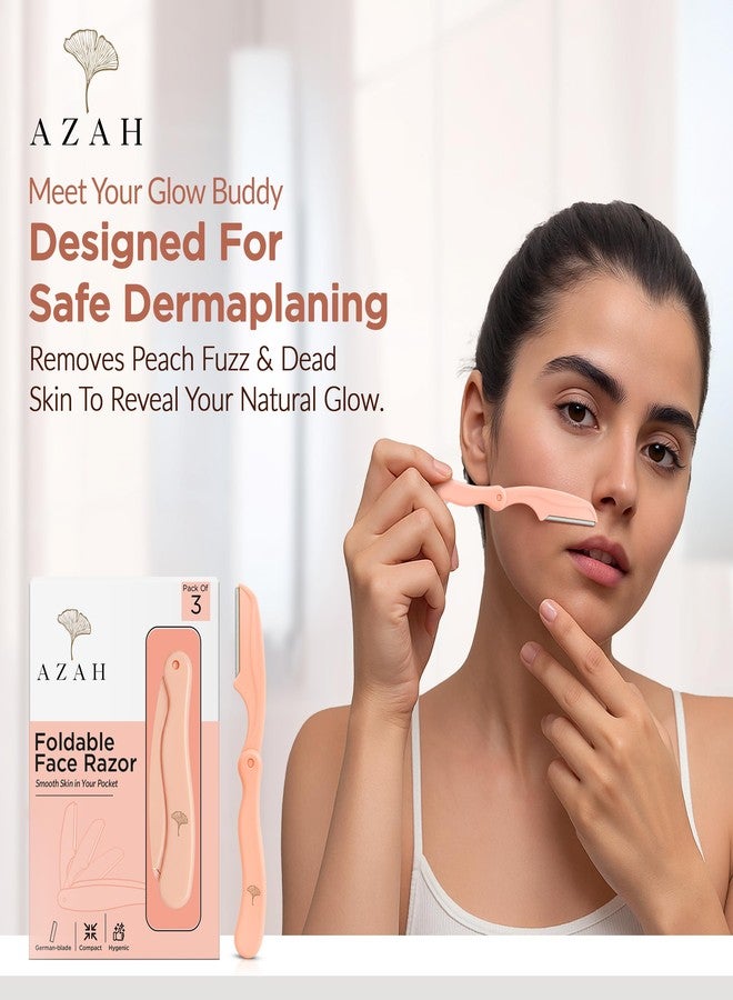 Azah Foldable Face Razor for Woman [Pack of 3] | Dermaplaning Face Rozor | Instant & Painless Facial Razors for Women Facial Hair | Perfect for Eyebrows, Upper Lip & Chin | Ideal for All skin Types - Image 2